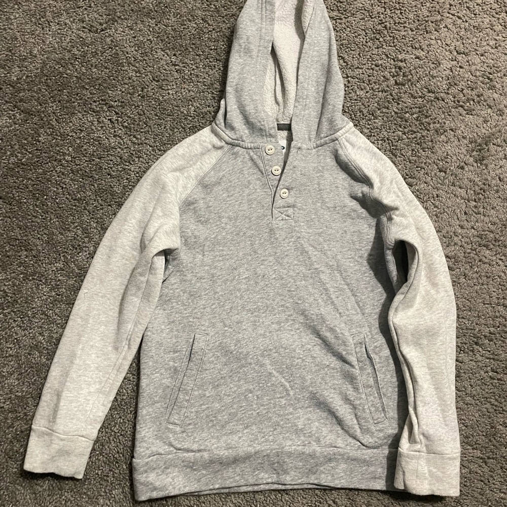 Old Navy Grey Pullover Hoodie w/ 3 Buttons